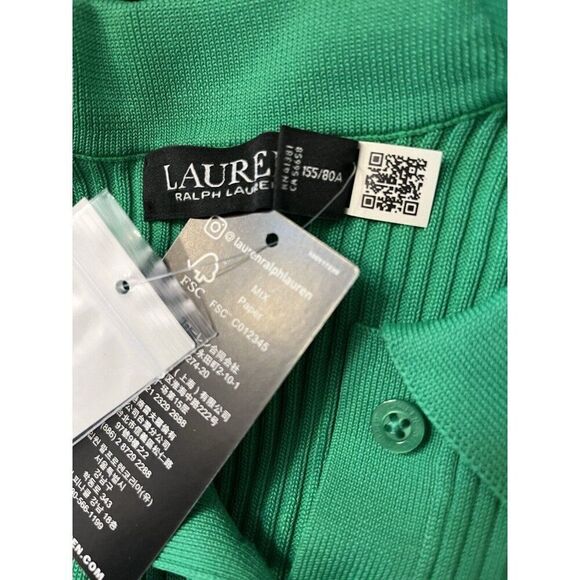 Lauren Ralph Lauren PXS Emerald Green Knit Bodycon Dress Pullover NWT $185 - Picture 5 of 6